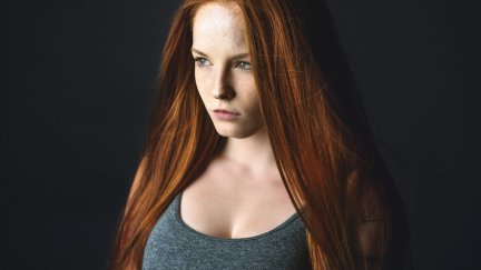 Women Face Looking Away Redhead Women Indoors Long Hair Portrait