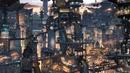Imperial Boy, digital art, city, anime, futuristic city, sunset