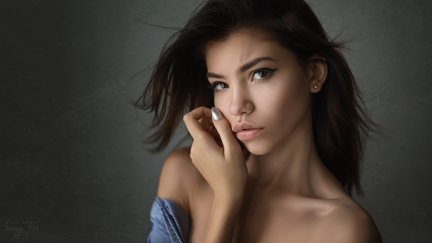 Sergey Zhirnov, women, model, long hair, brunette, face, eyes, necks ...