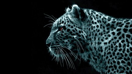 animals, Fractalius, leopard, teal, cyan, big cats, digital art ...