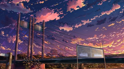 anime, bridge, cityscape, sky, clouds | 2560x1440 Wallpaper - wallhaven.cc