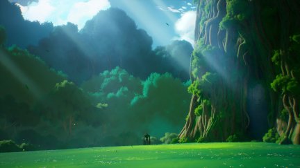 digital art, artwork, illustration, fan art, environment, nature, Laputa:  Castle in the Sky, landscape, forest, sunlight, anime, grass, 4K |  3840x2160 Wallpaper 