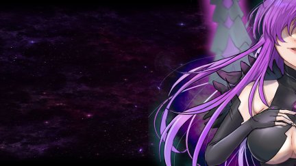 big boobs, cleavage, hair over one eye, purple hair, anime girls, stars ...