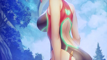 Homura (Xenoblade 2), ass, redhead, red eyes, short hair, Anbe Yoshirou