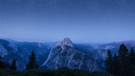 landscape, mountains, Half Dome, Yosemite National Park, stars, starry ...