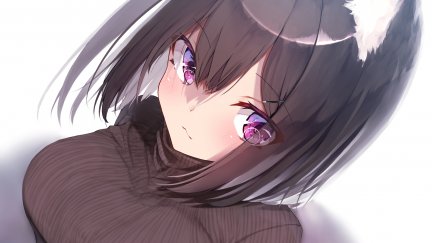 purple eyes, dark hair, short hair, Mayogii, anime, anime girls