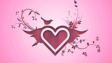 pink, heart (design), artwork, birds, pink background | 1280x1024 ...