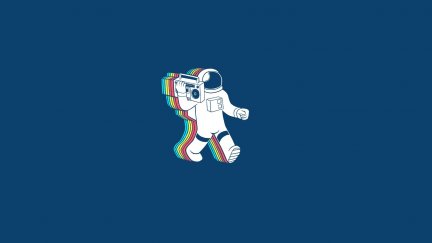 astronaut, minimalism, simple background, blue background | 1900x1080