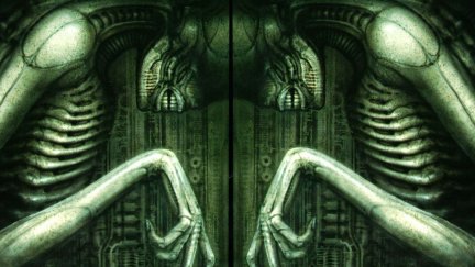 H. R. Giger, surreal, skull, creature, artwork, skeleton, science ...