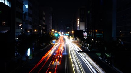 night, Tokyo, long exposure, light trails, road, Japan, traffic, Asia ...