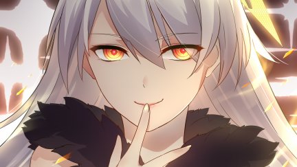 7t (artist), orange eyes, anime girls, Honkai Impact, Kiana Kaslana