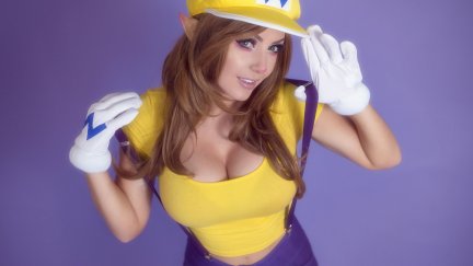 Jessica Nigri Cosplay Cleavage Women Looking Up Big Boobs Women Indoors Model Wario