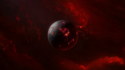 space, space art, planet, digital art, red | 3400x1800 Wallpaper ...