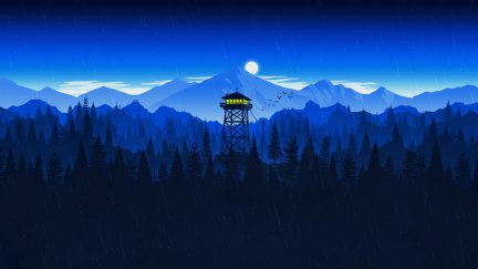 artwork, Firewatch, nature, trees, forest, mountains, video games ...