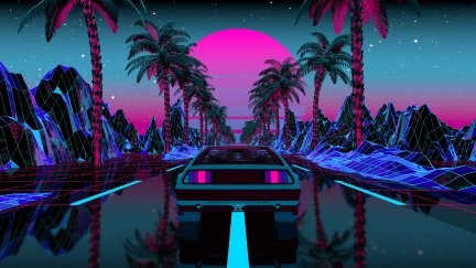 synthwave outrun cyberpunk delorean synth wallhaven retrowave