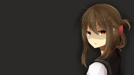 looking at viewer, brunette, long hair, orange eyes, face, manga, anime ...