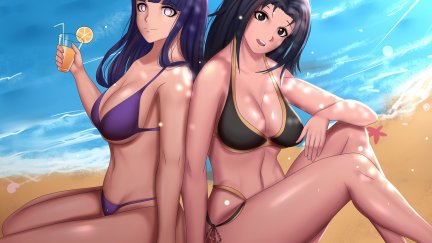 Cleavage Anime Girls Beach Bikini Naruto Anime Drink Hyuuga Hinata X Wallpaper