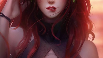 women, fantasy girl, Blood Elf, redhead, biting lip, Nixri, elves